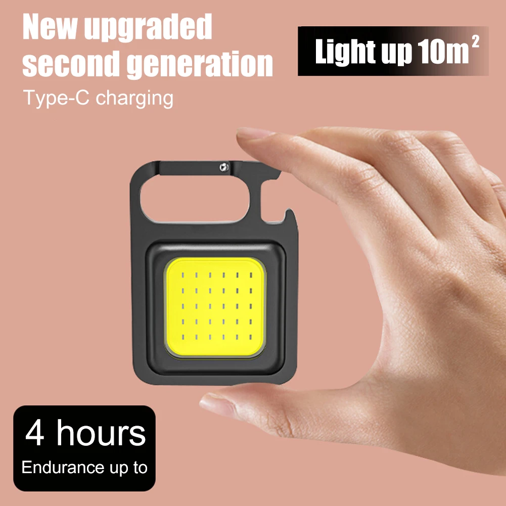 Powerful Pocket Flashlight Portable USB Rechargeable Work Light Mini Keychain Waterproof 400LM Multi-fuction for Outdoor Camping