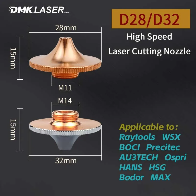 

D28/D32 High Power High Speed Laser Cutting Nozzle D28M11H15 D32M14H15 HSG Cutter Machine Accessories For Raytools WSX BOCI Head