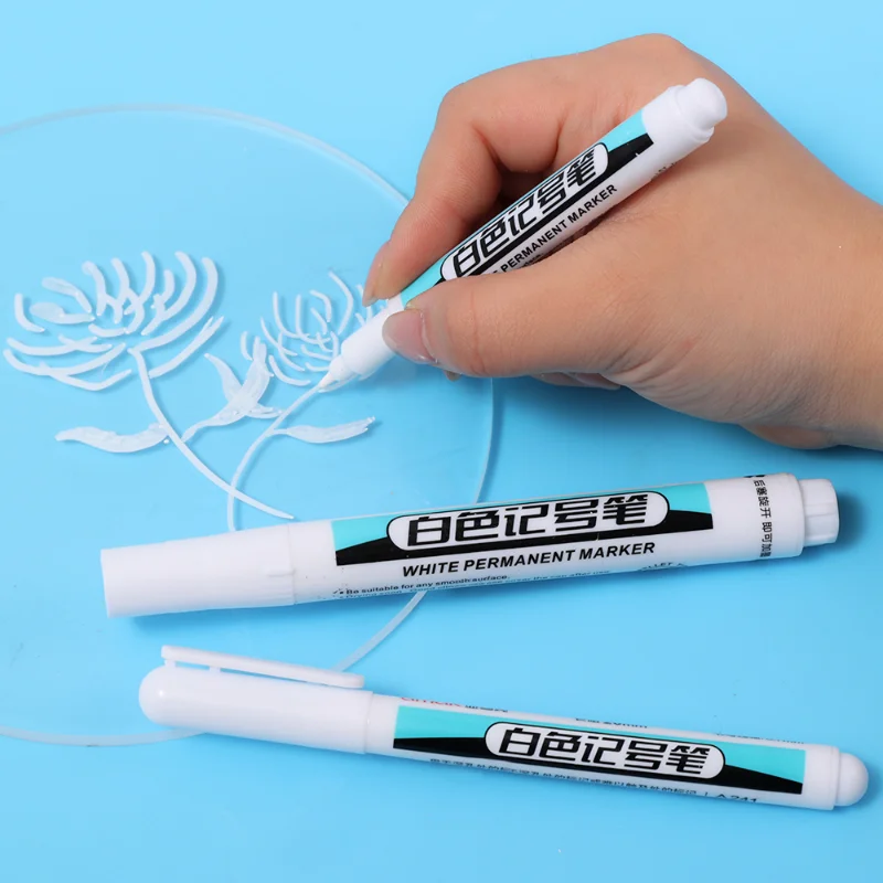 Oily White Marker Pen Graffiti Pens Waterproof Permanent Gel Pen Painting Notebook Environmental Maker Pen for Metal Ceramics