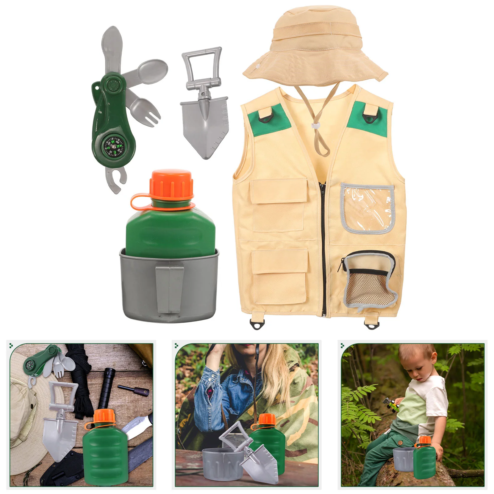 

Children's Adventure Clothing Kids Costume Wear-resistant Explorer Hat Fishing Vest Clothes