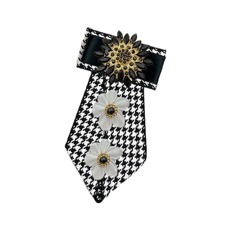 الرجال ربطة القوس فيونكة اليدوية Houndstooth الشريط حجر الراين العلاقات البريطانية الكورية بدلة على الموضة قميص اكسسوارات هدية طوق زهرة ربطة العنق