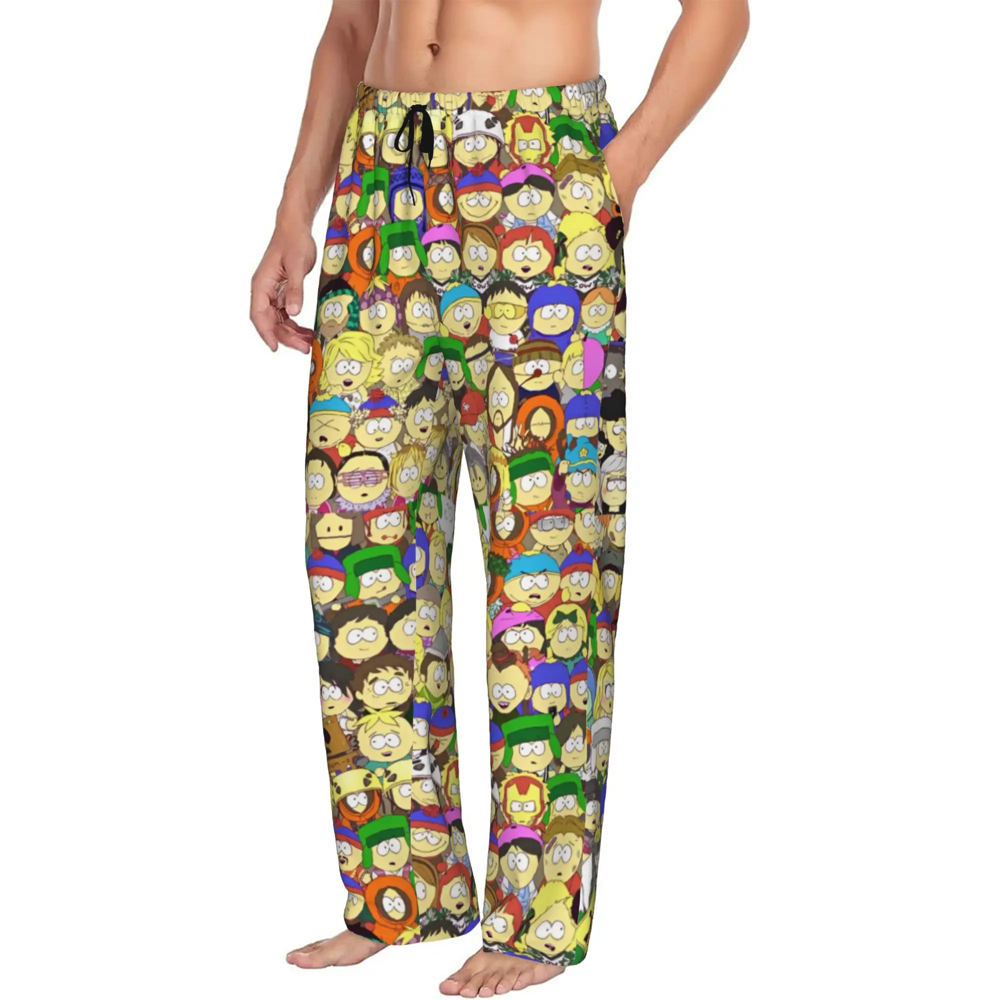 Custom S-SouthParks Pajama Pants Men's  Lounge Sleep Drawstring Sleepwear Bottoms with Pockets