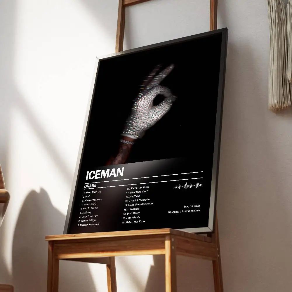 Drake ICEMAN Poster Album Art Cover Songs Music Rap Wall Waterproof Paper Sticker For Living Room Home Decor