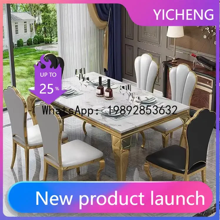 H5.15  stainless steel home marble dining table rectangular dining table and chair set
