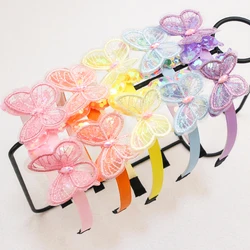 Cute Butterfly Headbands for Girls 5cm Double Sequin Butterfly Hairbands Kids Hairhoops Children Girls Hair Accessories