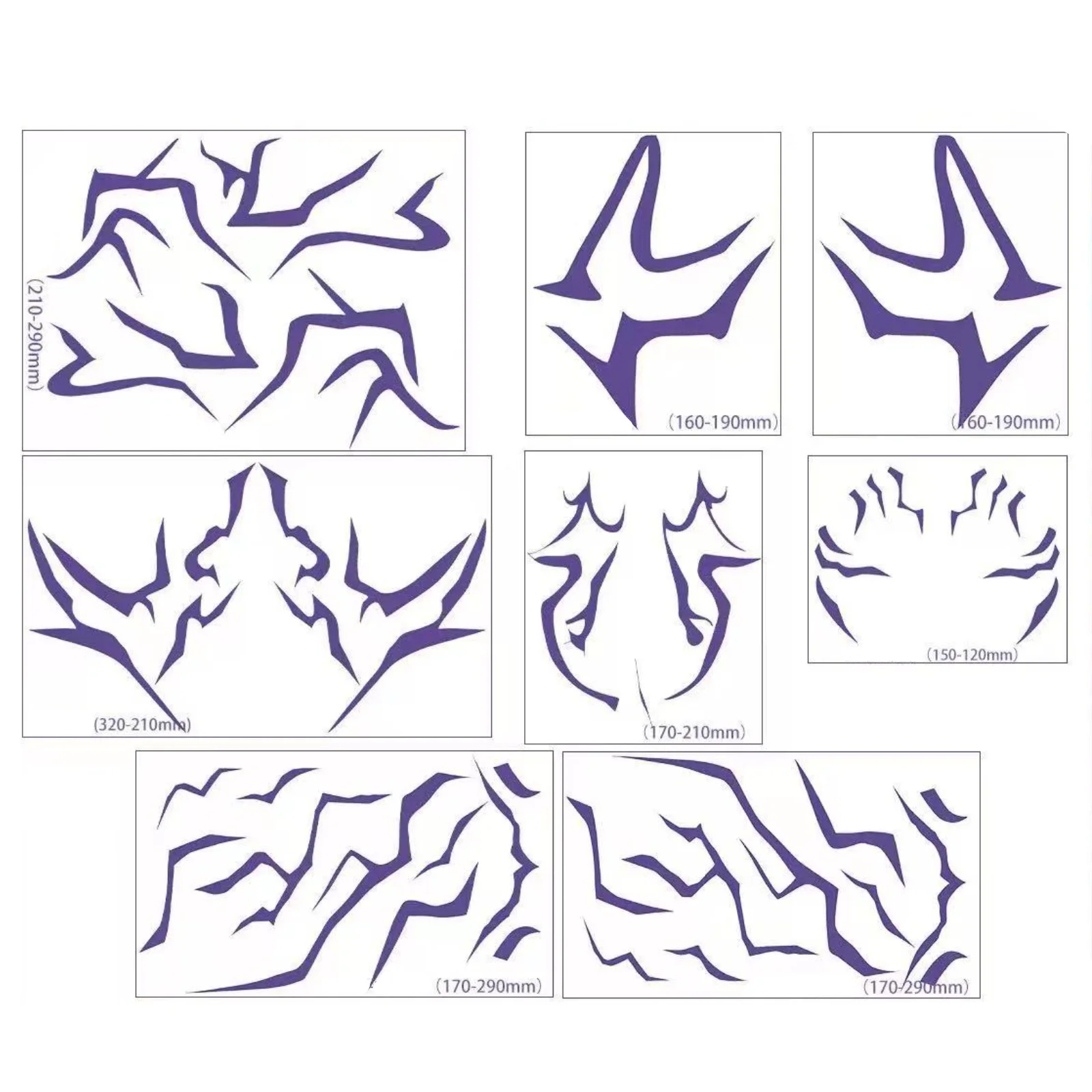 Pegatinas de tatuajes de Cosplay para adultos de Anime, conjunto de pegatinas para el cuerpo con láser púrpura, accesorios de disfraz para maquillaje de fiesta de Halloween