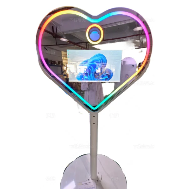 2024 Heart Shape Light Up with Mirror Magic Mirror Photo Booth