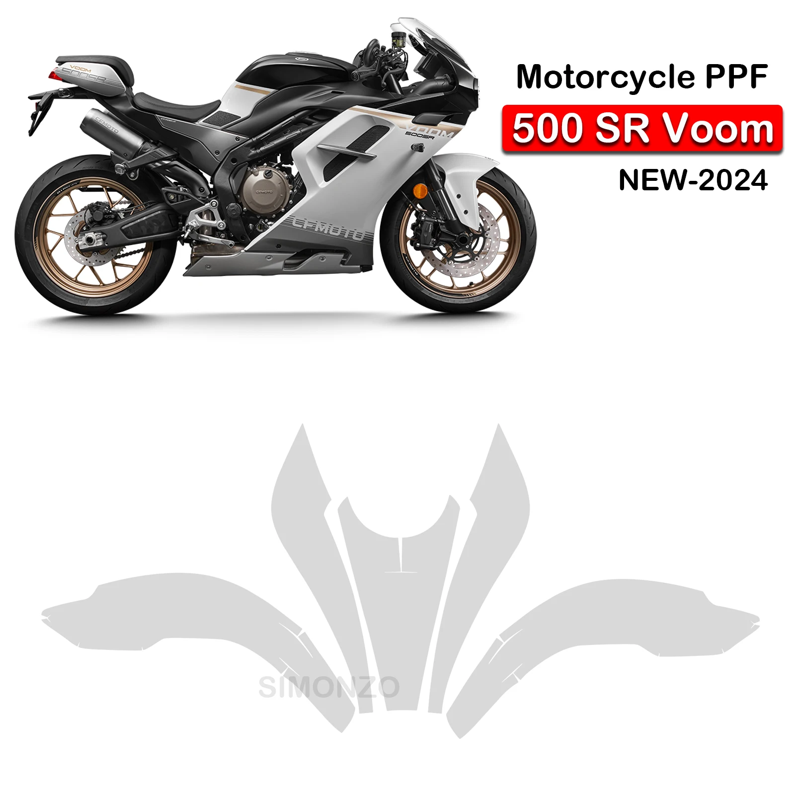 Paint Protection Film For CFMOTO 500SR VOOM TPU Motorcycle 500SR PPF Fuel Tank Protection Transparent Anti-Scratch Film 2024