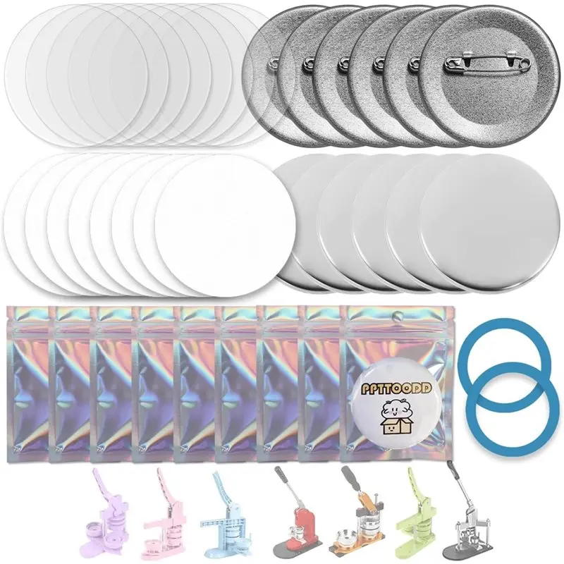 

Hot SV-200 Sets 58Mm (2.25 Inch) Button Making Supplies For Your Round Button Maker Machine Clear Plastic Film, Blank Paper