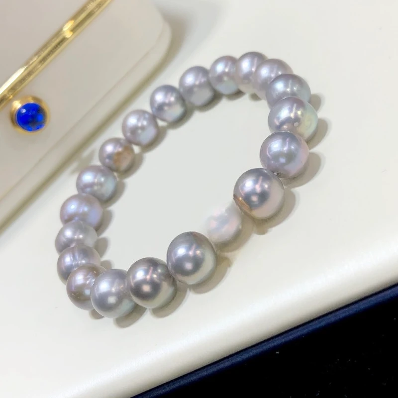 

Popular Natural 8-9mm Pearl Bracelet, Grey Pearl Bracelet, Perfect As A Gift for Mom, Comparable To Many Linen Colored Bracelets