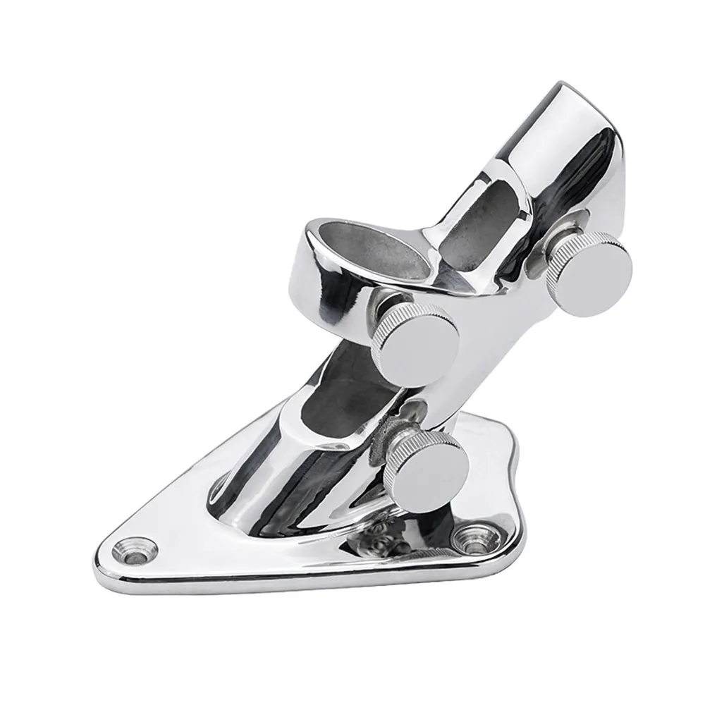 316 Stainless Steel Flagpole Bracket, 45° Dual‑Hole Wall Mount Base, Marine Boat Flag Holder for Yacht Outdoor Use