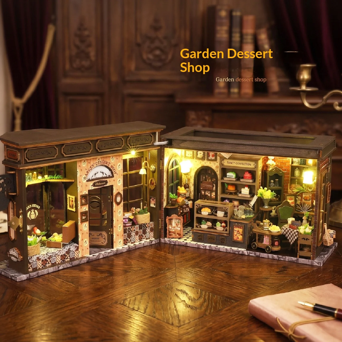 DIY 3D Wooden Puzzle Miniature House Garden Dessert Shop Toy Model Bookend for Youth Color Box Packaging ET003