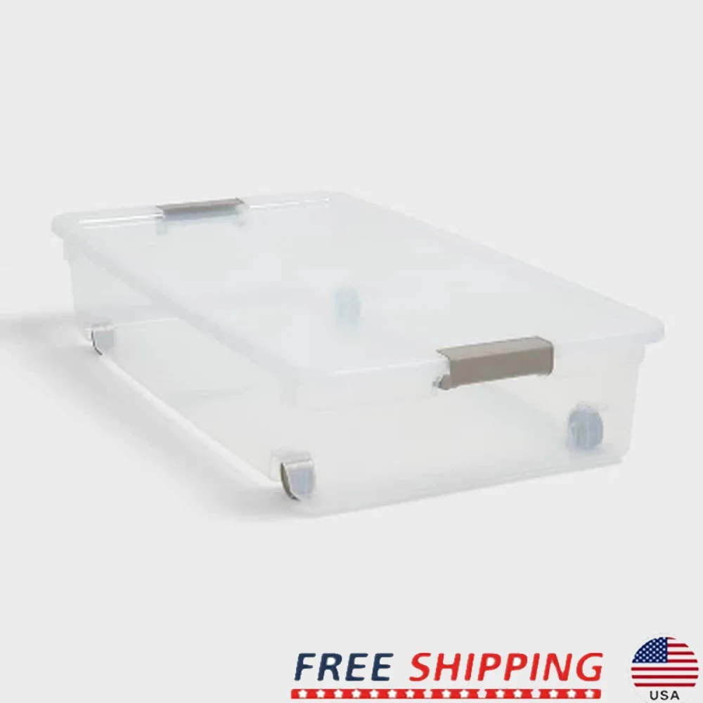

60qt Clear Storage Box with Latching Lid Stackable Design and Wheels Easy Maneuverability Ideal Universal Storage