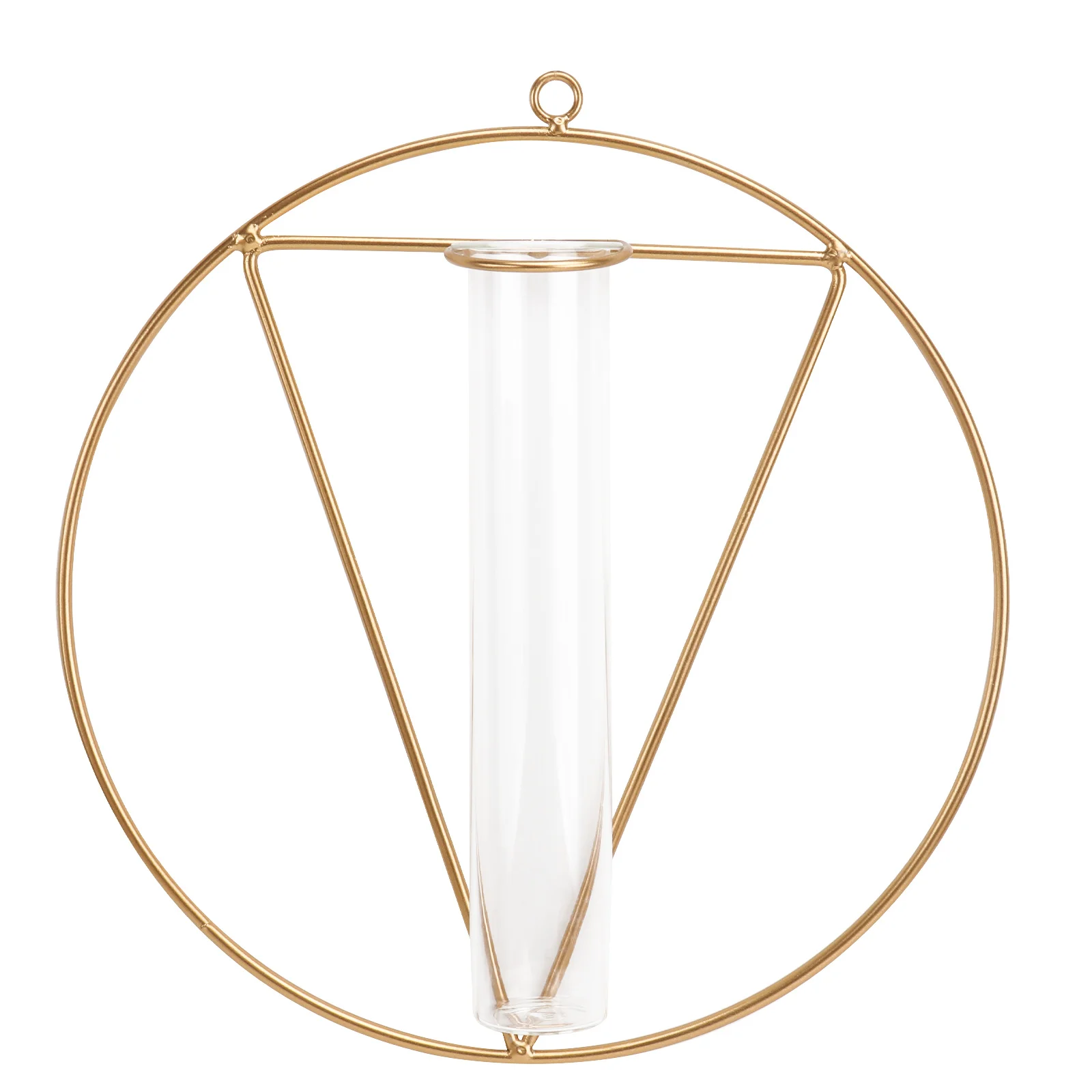 

1Pcs Golden Unique Glass Vase Wall Mounted Flower Container Decorative Floral Arrangement Bottle Home Decor Purify Beautiful