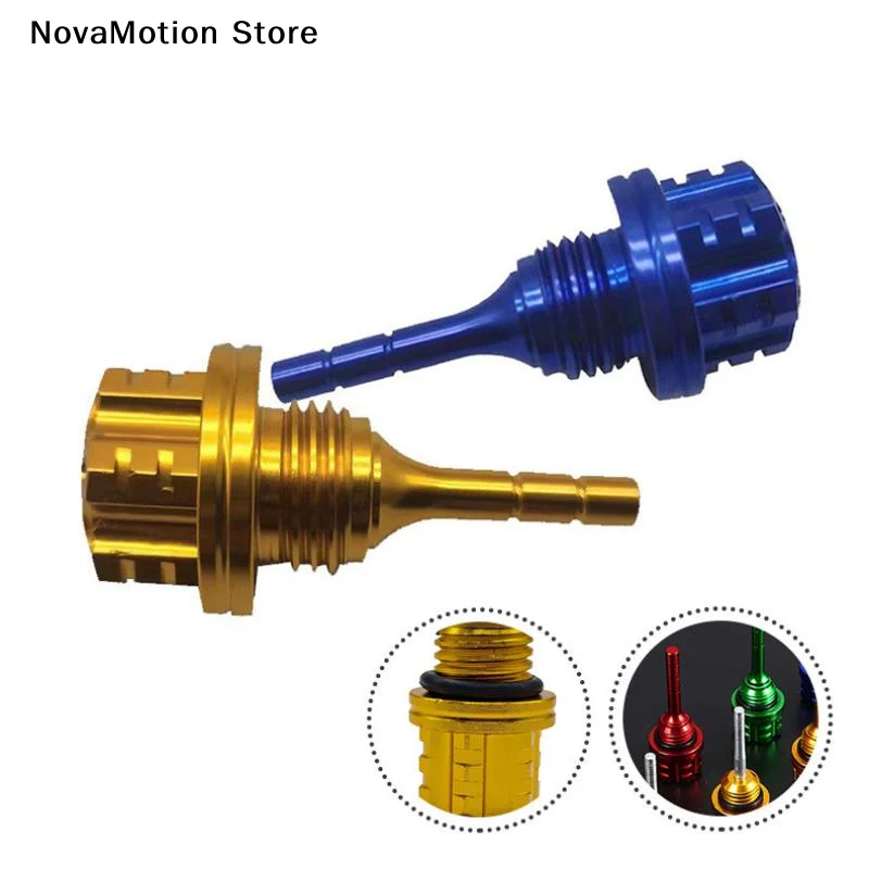 [NM]1 Pcs Motorcycle Engine Oil Dipstick CNC Aluminum Alloy Style Hexagon Plum Blossom Oil Dipstick Motorcycle Accessories[NM]