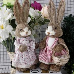 Cute Artificial Straw Rabbit Bunny Ornaments Child Birthday Gift Home Garden Party Decoration Ornament, 2025 Easter Decoration