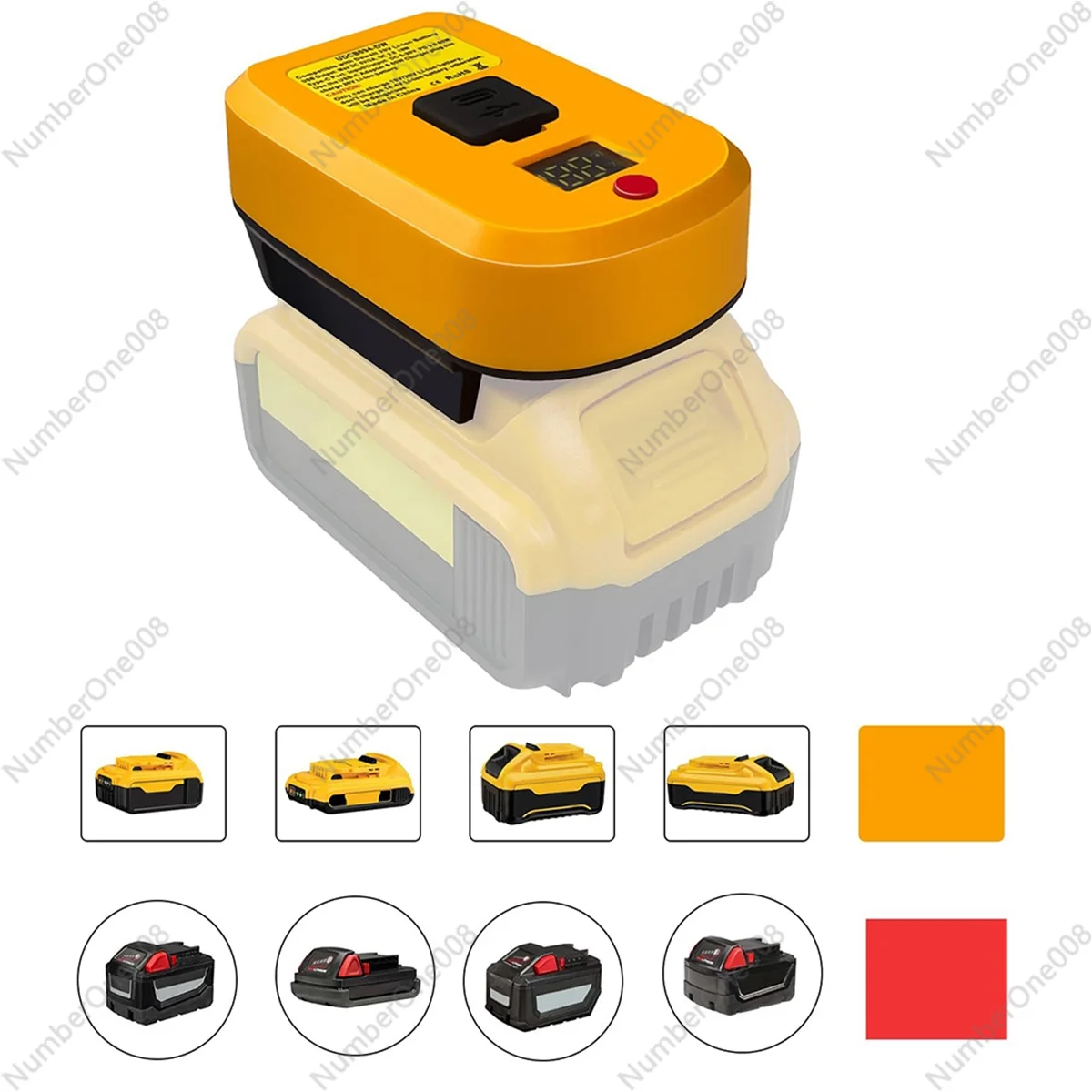 USB C Charger for DeWalt 20V Battery,2 Ports with USB-C Und USB-A,65W Fast Charger PD 3.0 Power Adapter USB Power Supply