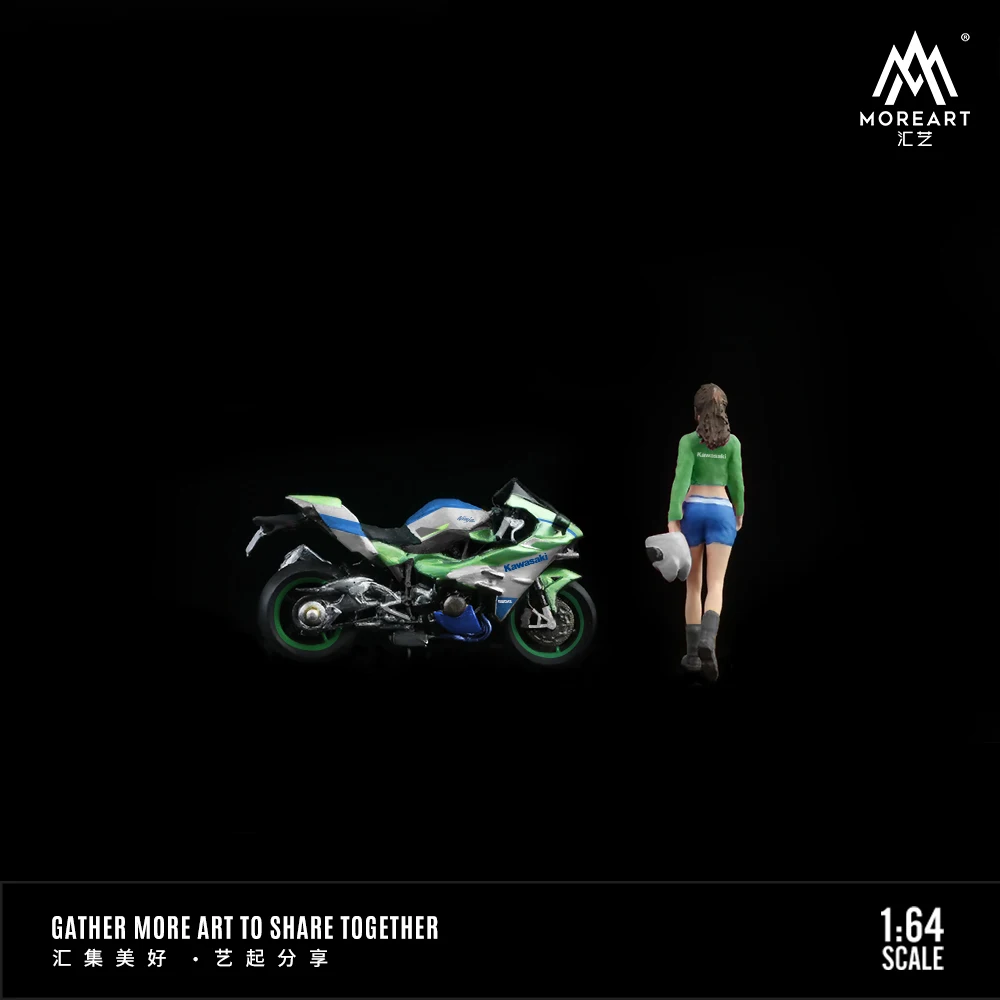 More Art1:64 Motorcycle Girl,Resin Character Model,Miniature Scene Decoration  For Display & Gift