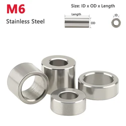 5-10pcs M6 Stainless Steel Unthreaded Bushing Washer Round Hollow Standoff Spacer Gasket Sleeve Length 2 3 4 5 6 8 10 12 16 20mm