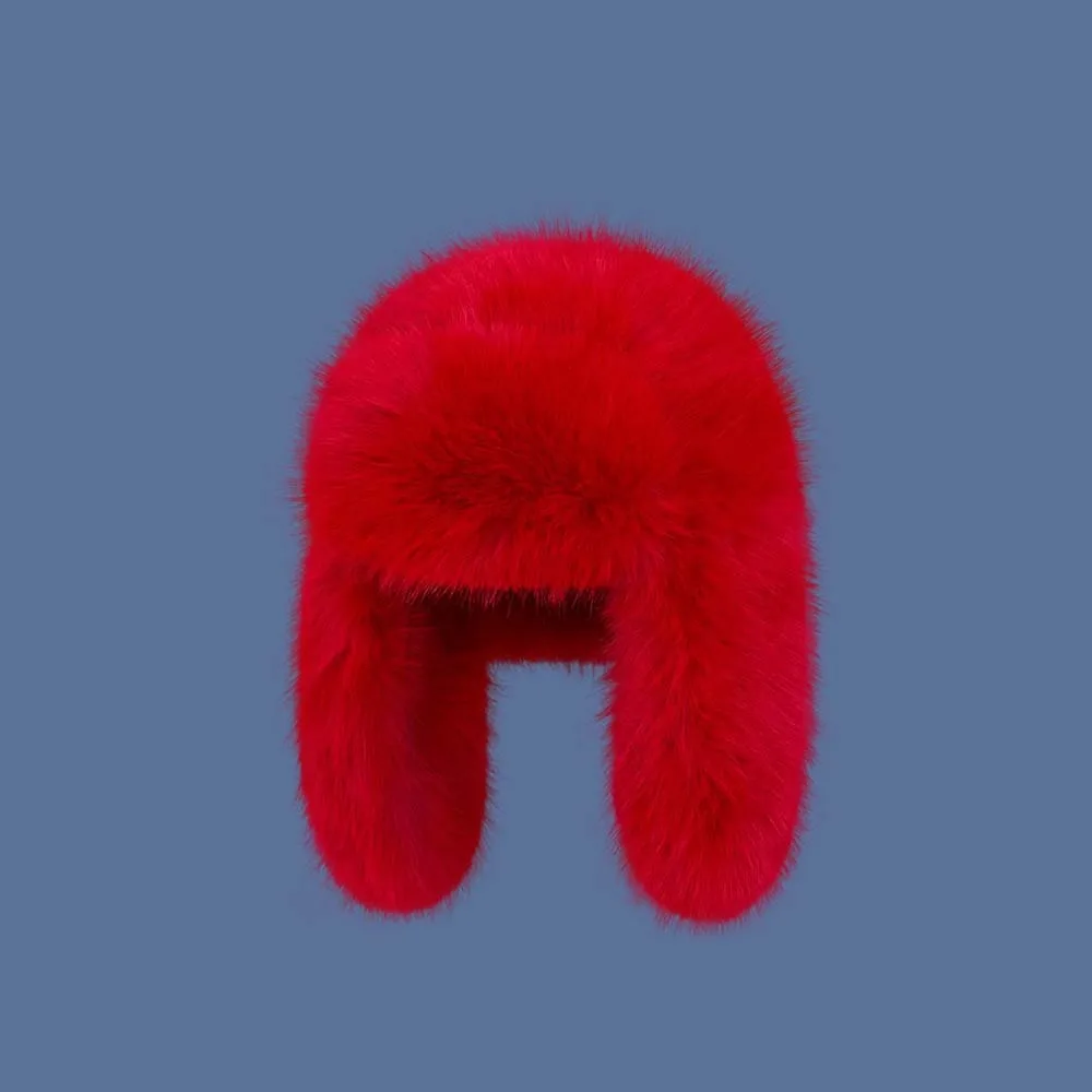 

Lamb Fur Cap Solid Color Men Women Pilot Hat Warmer Windproof Faux Fur Pilot Cap Adjustable Anti-cold Ear Protection Hat Cycling