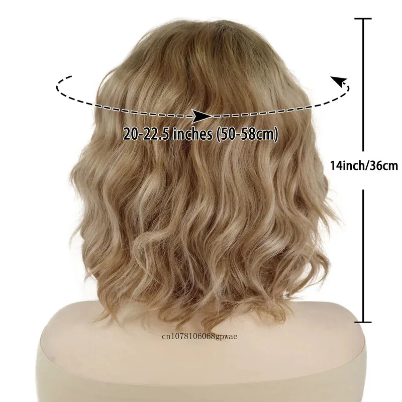 Synthetic Short Bob Wig for Women Blonde Wig with Bangs Loose Wave Hairstyle Cosplay Lolita Halloween Use Natural Soft Fake Hair