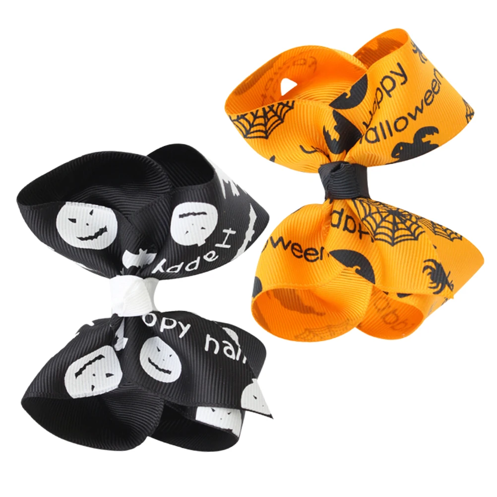 

2PCS Bow Hairpin Colorful Hairpin Cloth Clip Girls Kids Halloween Colorful Sequin Practical Decorative Accessories