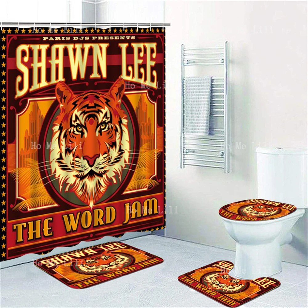 King Of The Forest Tiger Vector Pattern Words Jam Singaporean Male Actors Shower Curtain Sets With Rugs