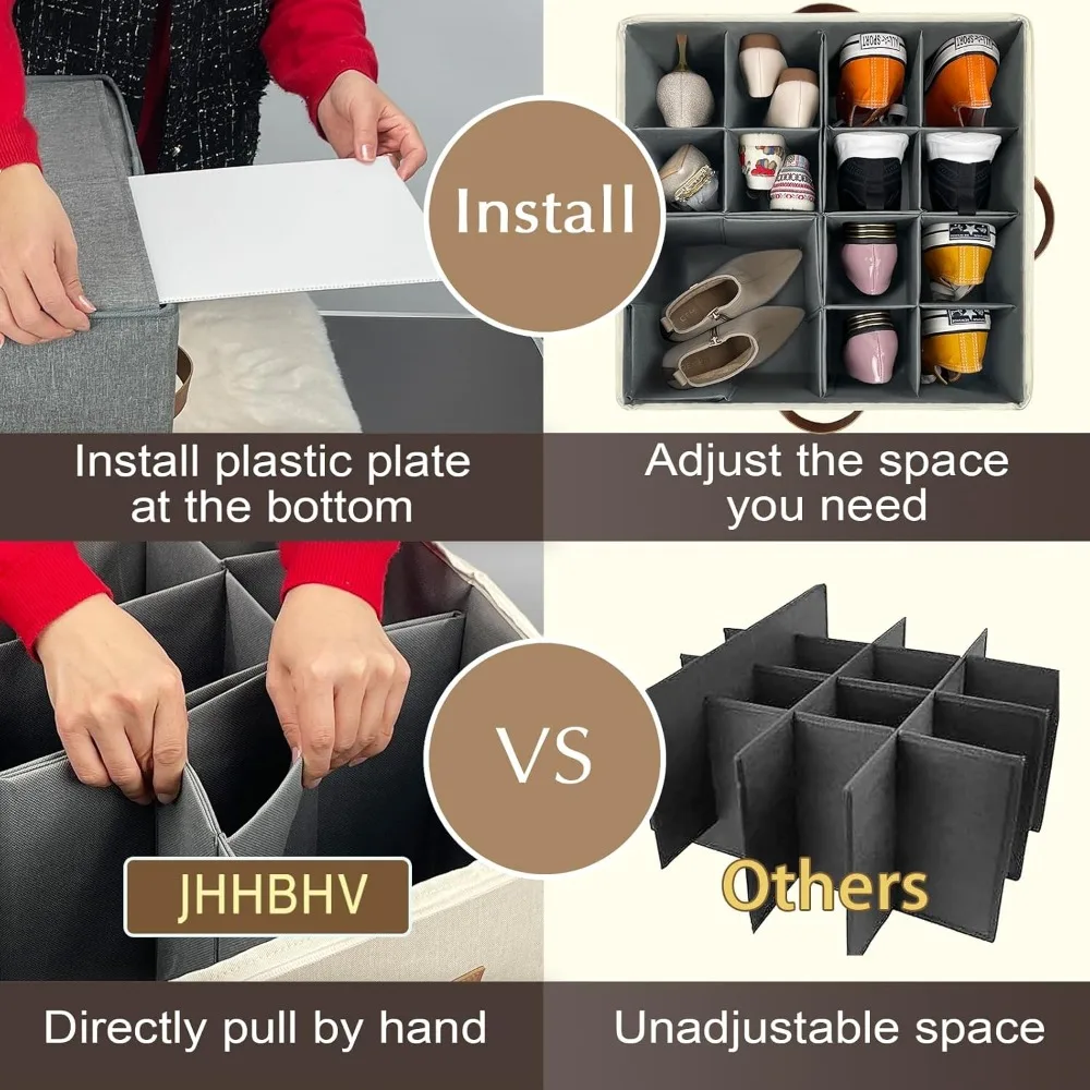 Space-Saving Adjustable Shoe Rack Organizer with Clear Lid for Closet Storage