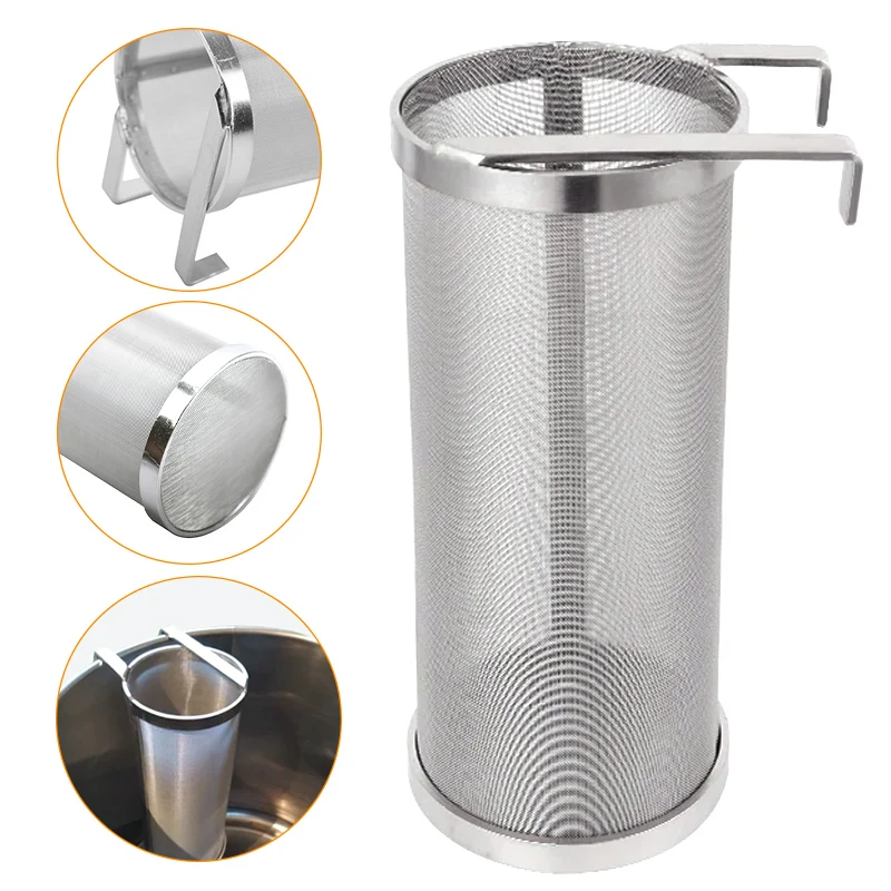 

400 Micron Hop Filter Cartridge Homebrew Stainless Beer Strainer With Hook Strainer For Beer & Tea Kettle Brew Filter