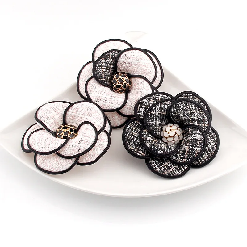 Fashion Wool Blend Camellia Flower Multi Color Brooch Hair Clip Corsage Brooches Pin For Women Shirt Collar Accessories Jewelry