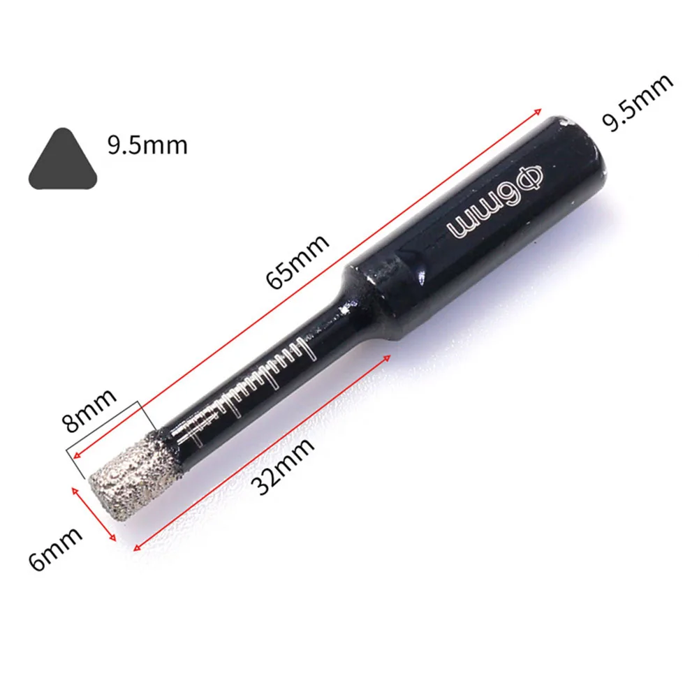 6-12mm Dry Ceramic Tile Drill Bit Triangular Shank Brazing Hole Opener Drilling 9.5mm Triangular Shank For Drilling Granite