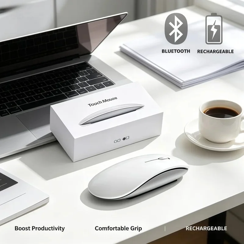 2026 New Ultra Thin Multi-Touch Magic Touch Mouse Recharge Wireless Bluetooth Mouse for MacBook Windows Tablet