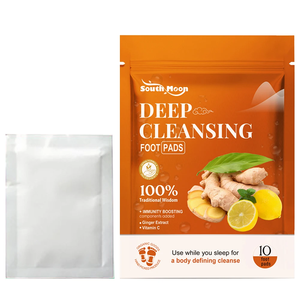 10PCS Deep Cleansing Foot Pads Relieves Natural Bamboo Vinegar Ginger Powder Foot Pads Improves Sleep Quality