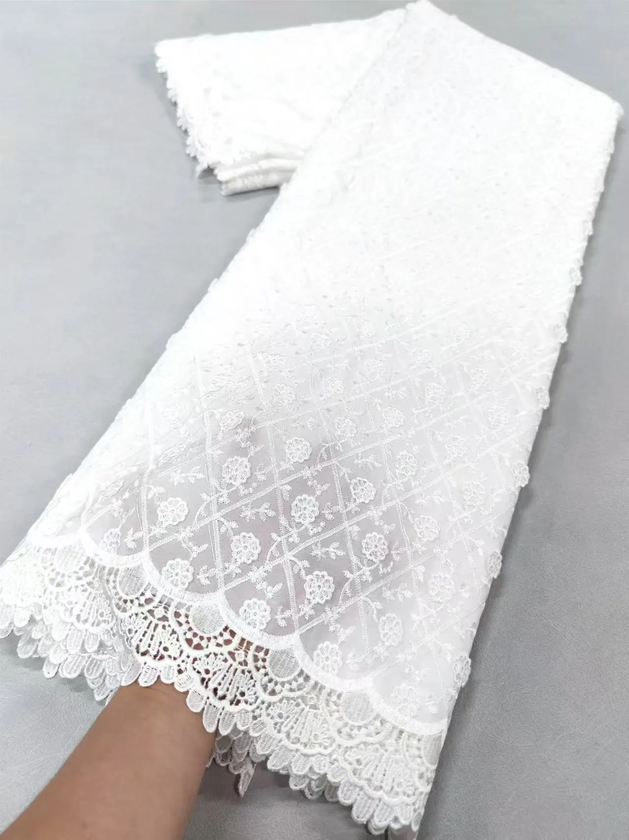 

Pure White African Water Soluble Lace Fabric 2024 High Quality French Milk Silk Net Lace Fabric For Women Party Cloth Dress Sew