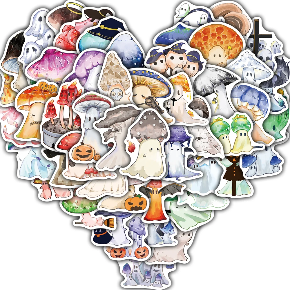 

50 шт., наклейка с изображением гриба на Хэллоуин, украшение в стиле Харадзюку, скейтборд, эстетический телефон, ноутбук, чемодан, сделай сам, наклейки на холодильник