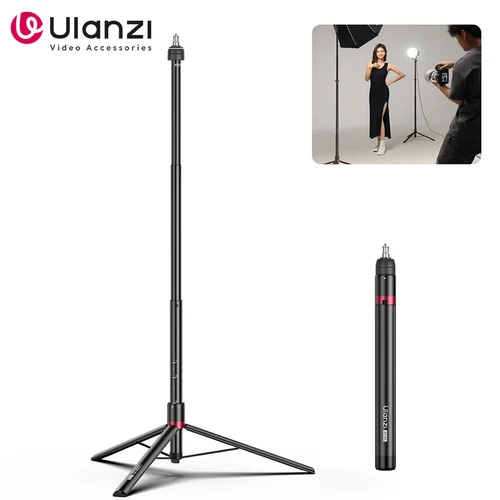 Ulanziヘビーデューティー折りたたみ式ライトスタンド、ビデオ用三脚、デジタル一眼レフカメラ、写真スタジオ、ライブストリーミング、最大負荷5kg、-05 2m