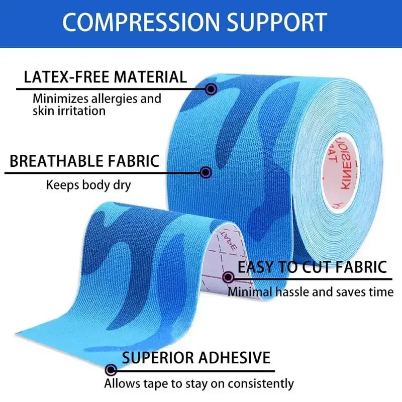 Bande élastique de kinésiologie en coton, 10 rouleaux, pour exercice musculaire oto Charleroi, bandage de veille, genou, poignet, rinçage, protecteur