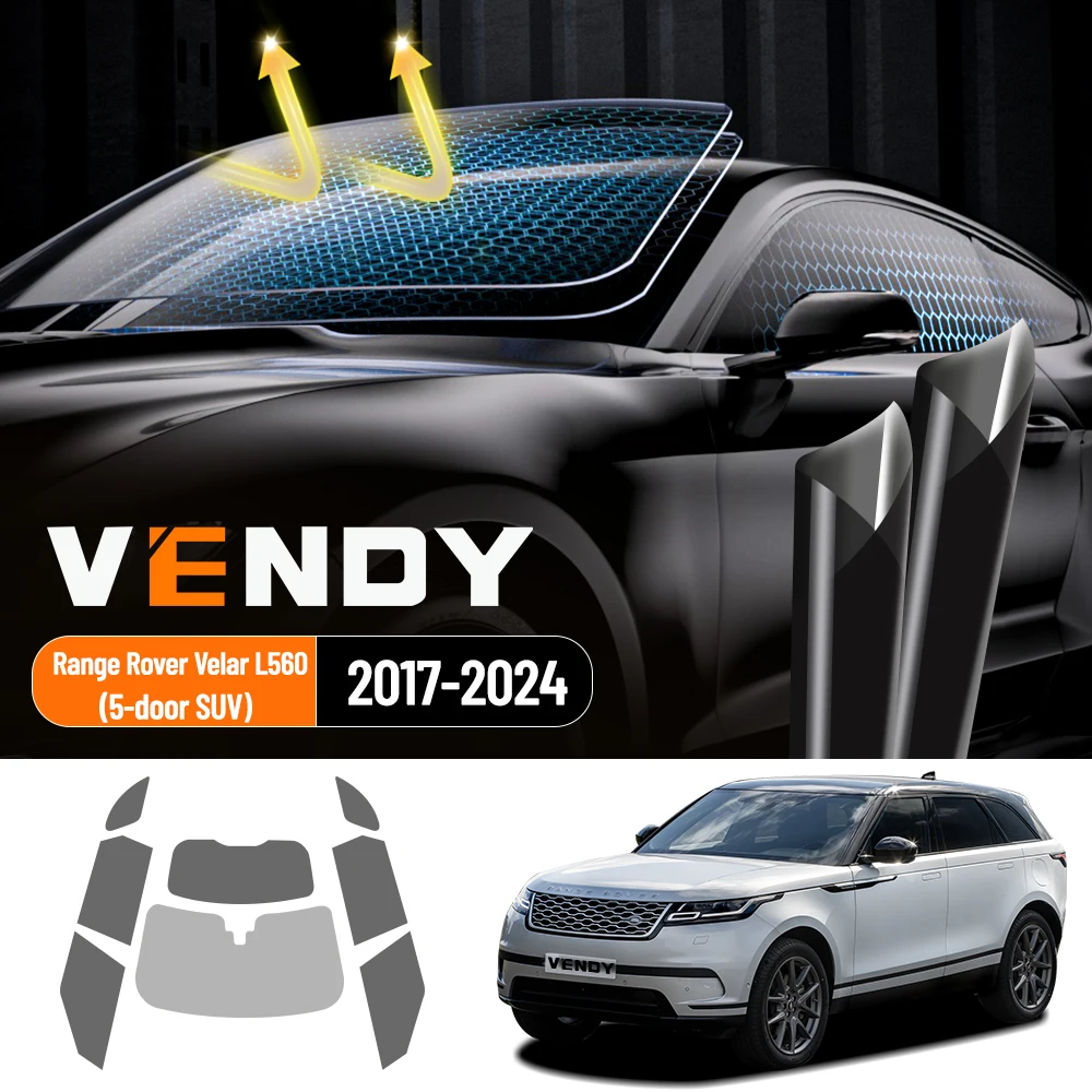 

Для Land Rover Range Rover Velar L560 2017-2024 комплект предварительно вырезанной тонировочной пленки для окон автомобиля, тонированная пленка на солнечной энергии, защита от тепла и ультрафиолета