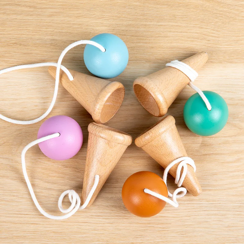 Juego de Pelota de tiro y captura de madera, juego de habilidad, juguete de entrenamiento de integración de sentido, mano-ojo juguete de coordinación, regalo para cumpleaños y Navidad