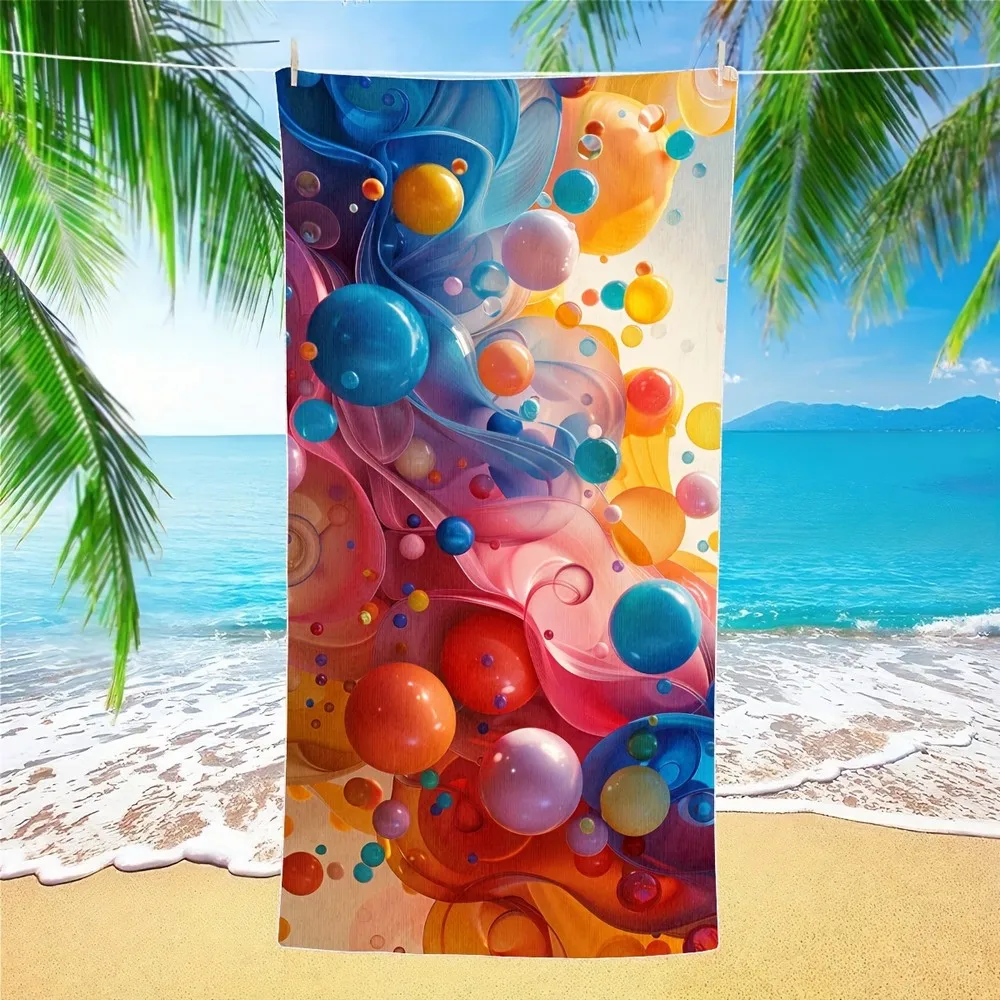 150/178cm Vibrant Bubbles Swirl Beach Towel Patterned Sunscreen Windproof Suitable For Swimming Pool Camping Travel Blanket