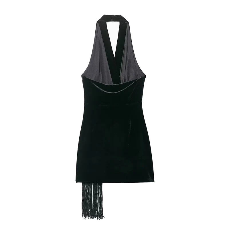 Gaun Wanita Musim Gugur 2025 Mode Baru Slim Kerah V Elegan Mini Pesta Gaun Wanita Musim Gugur Chic Street Gaun Remaja