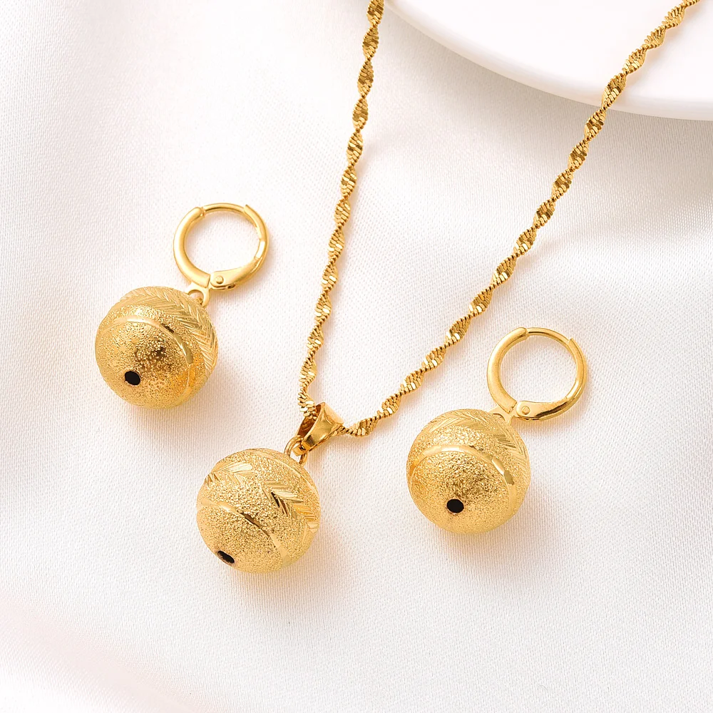 24k Gold Plated Africa dubai India Jewelry Necklace pendant Earrings wedding Birthday Party Jewelry Sets For Women Girl Gifts