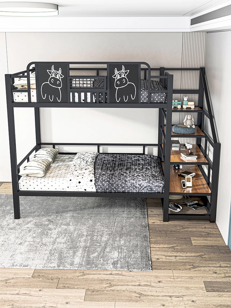 Wrought iron elevated bed household double-decker apartment small apartment thickened