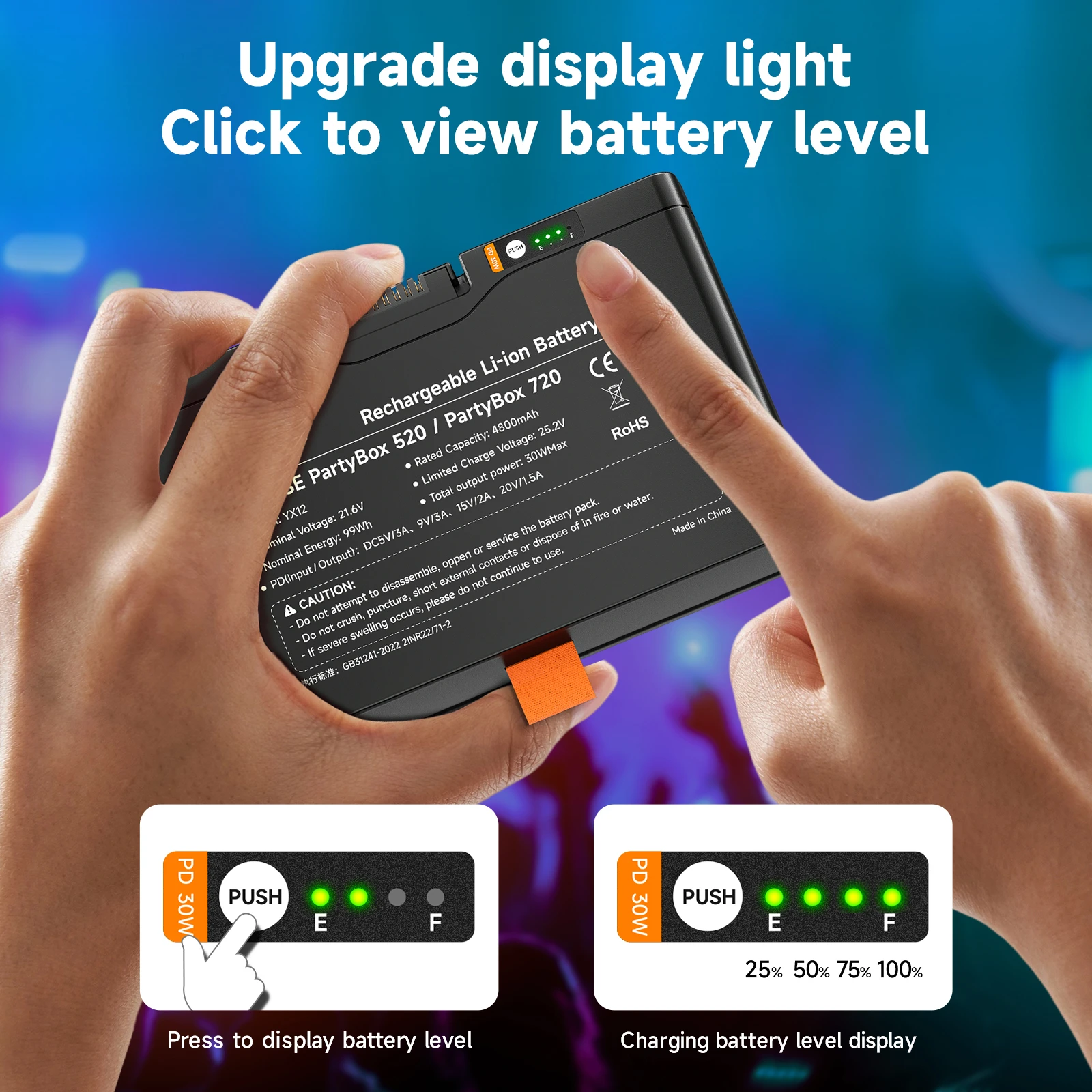Bateria zamienna PALO 4800mAh do głośnika Bluetooth JBL Battery 600 Boombox 4 PartyBox 520/720 z wejściem Type-C — zdjęcie produktu 6