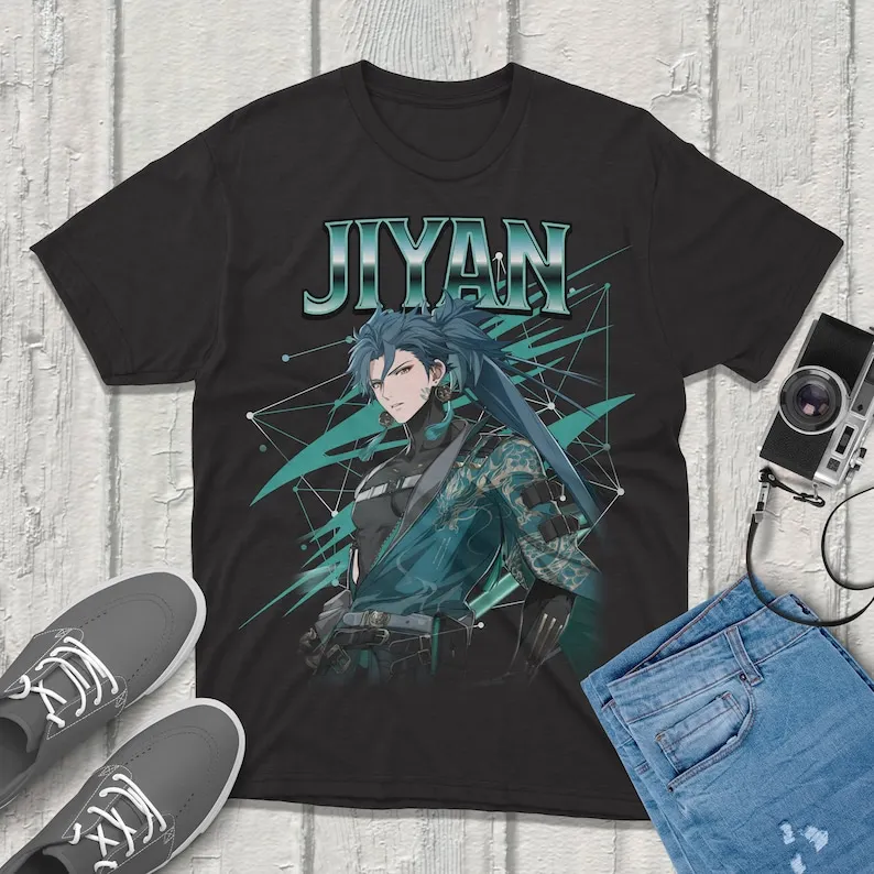 Jiyan Wuthering Waves Shirt Vintage Streetwear Unique Artistic Design Featuring Your Favorite Characters! Perfect for Gamers