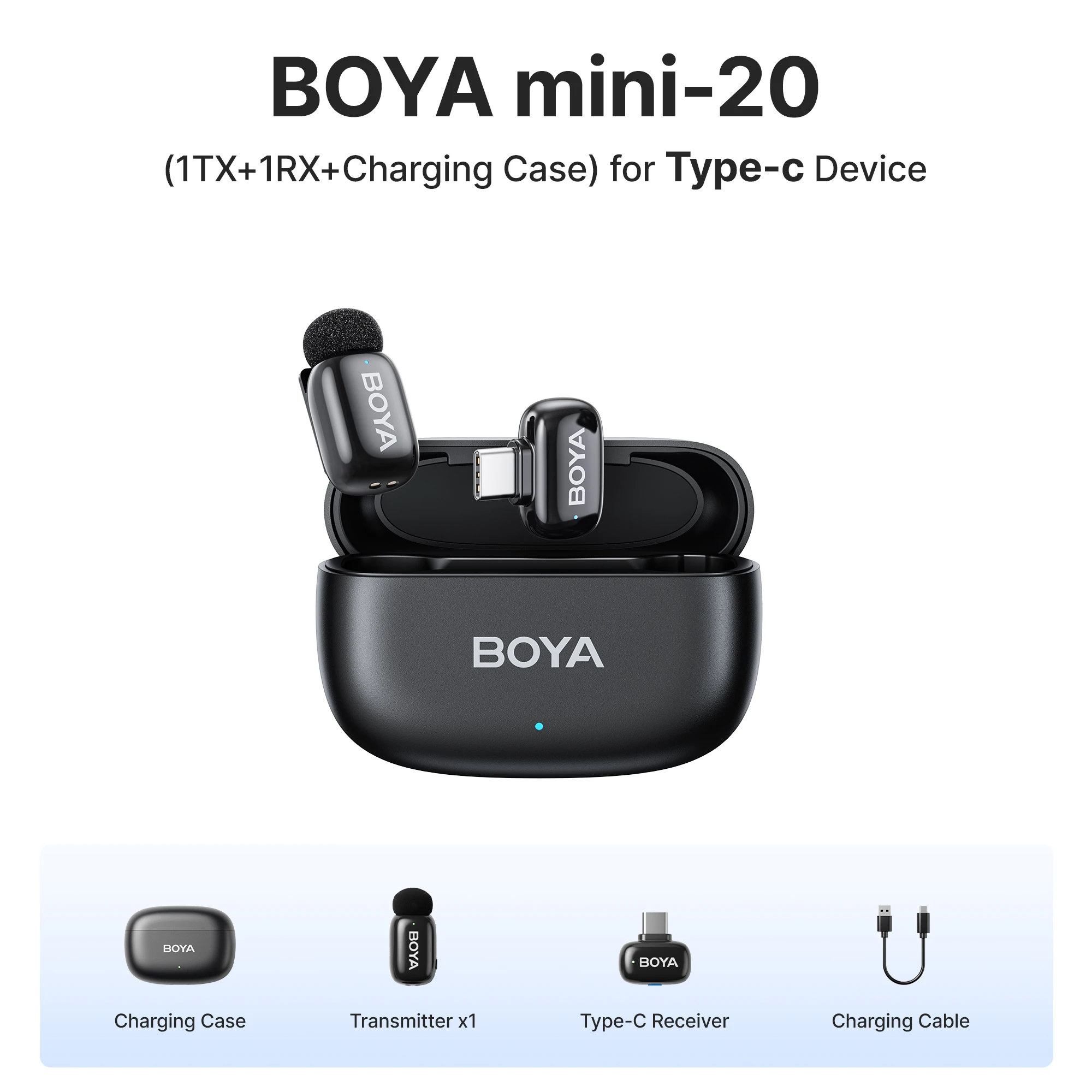 BOYA BOYA Mini Wireless Lavalier Lapel Microphone for iPhone Android Type-c Smartphone DSLR Cameras Youtube Recording Streaming