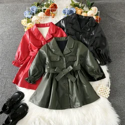 Girls Coat Jacket Cotton Windbreak Outwear 2023 Hot PU Warm Thicken Autumn Skiwear Comfort School Children's Clothing