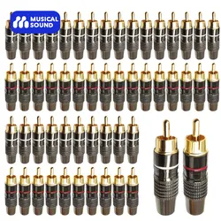 Musical Sound Male RCA Plug Adapter Audio Phono Gold Plated Solder RCA Connector Coaxial Cable Audio HIFI Audio RCA Plug Adapter