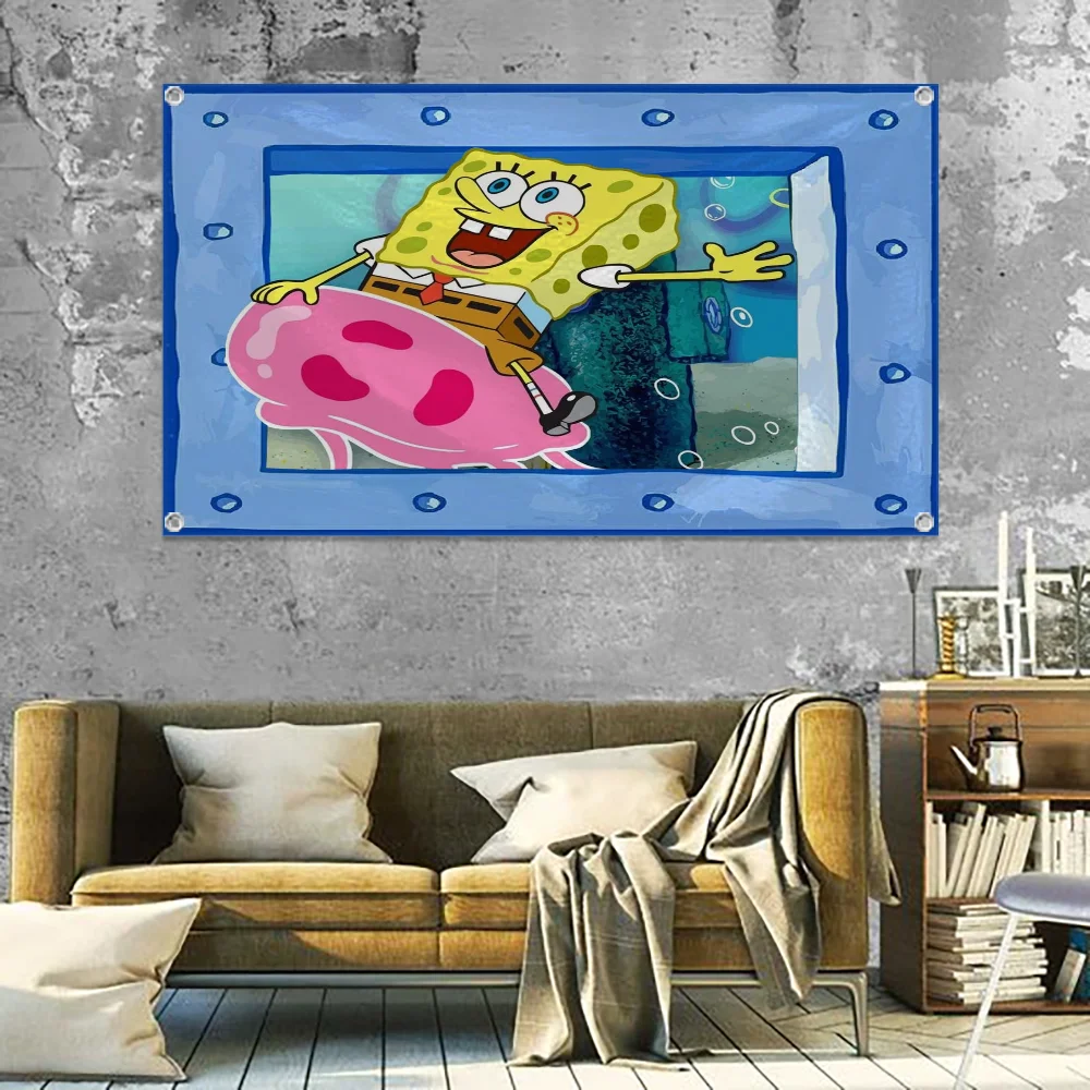 SpongeBob 3D Flags for Bedrooms Funny Flags Decorative Flags Outdoor Decor Flaga Flag to Hang Wall Decoration Garage Decorations