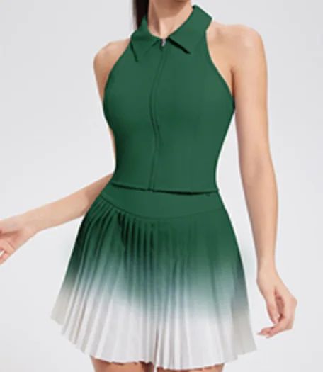 طقم رياضي للسيدات لتنس الجولف، سروال طويل مع كيت مضاد للضوء، تنورة كرة الريشة، طقم تمرين من ألياف البوليستر المرنة #4